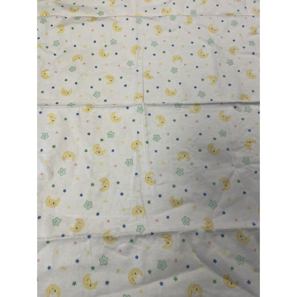 Vintage Circo Baby Receiving Blanket Moon Stars Faces Flannel 38"x33" Cotton USA - Picture 5 of 9